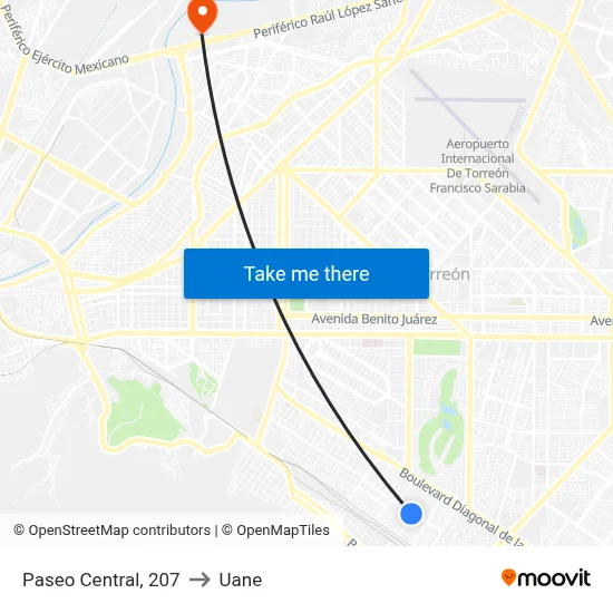 Paseo Central, 207 to Uane map