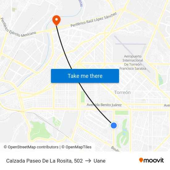 Calzada Paseo De La Rosita, 502 to Uane map