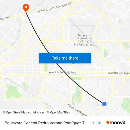 Boulevard General Pedro Verona Rodríguez Triana, 650 to Uane map