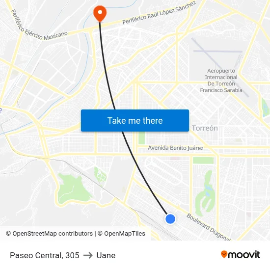 Paseo Central, 305 to Uane map