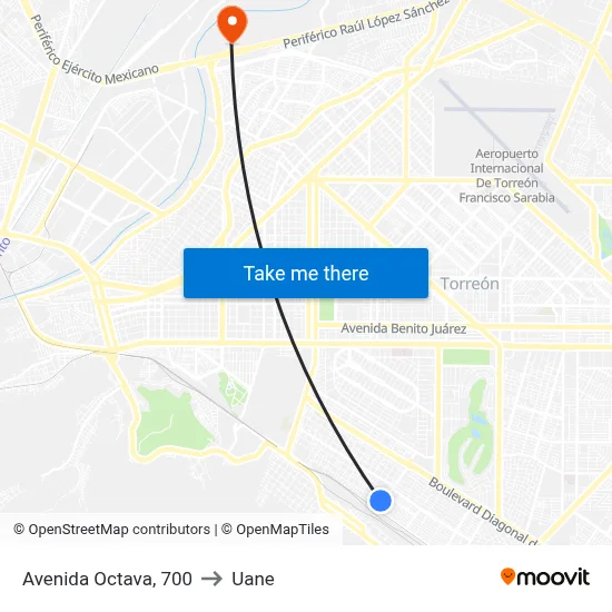 Avenida Octava, 700 to Uane map