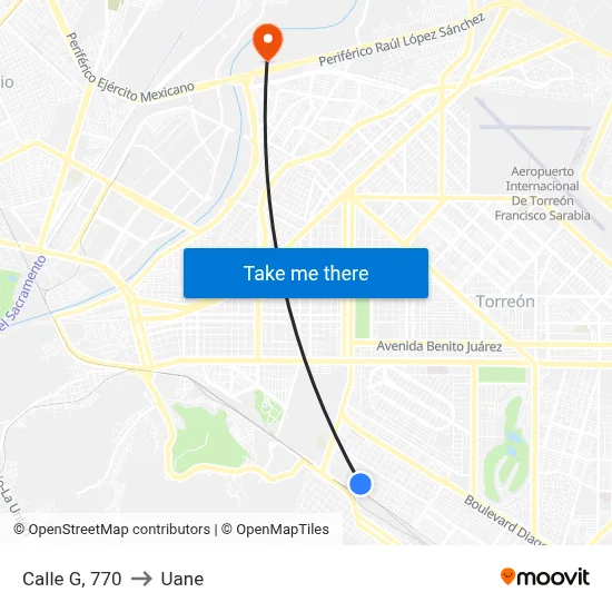 Calle G, 770 to Uane map
