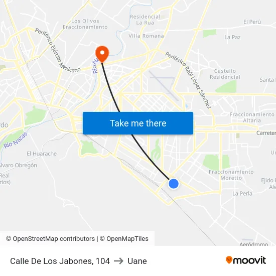 Calle De Los Jabones, 104 to Uane map