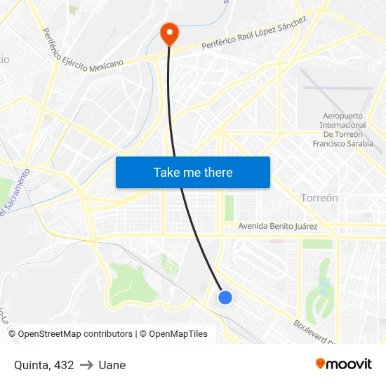 Quinta, 432 to Uane map