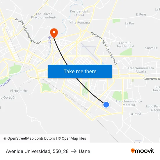 Avenida Universidad, 550_28 to Uane map