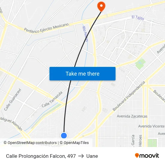 Calle Prolongación Falcon, 497 to Uane map