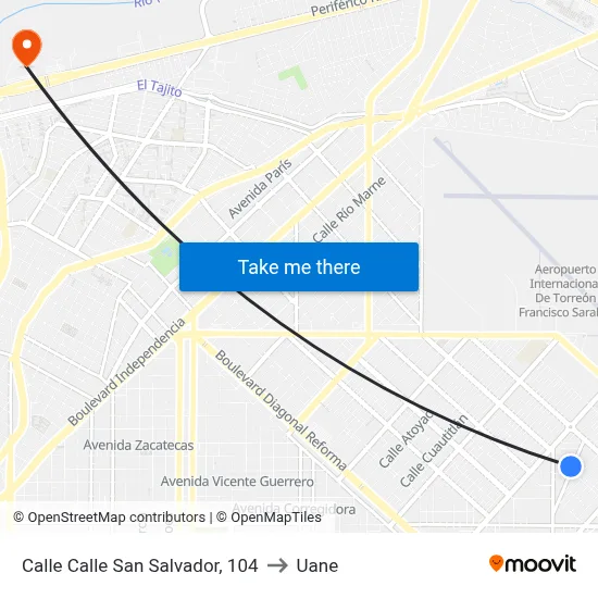 Calle Calle San Salvador, 104 to Uane map