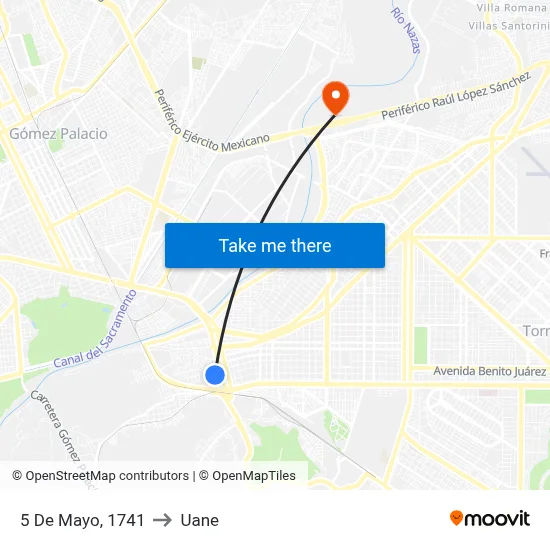 5 De Mayo, 1741 to Uane map