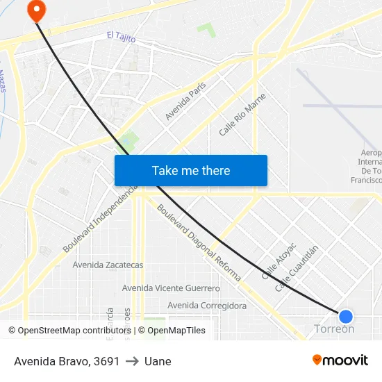 Avenida Bravo, 3691 to Uane map
