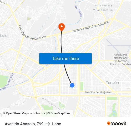Avenida Abasolo, 799 to Uane map