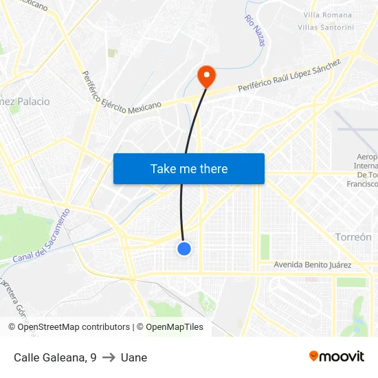 Calle Galeana, 9 to Uane map