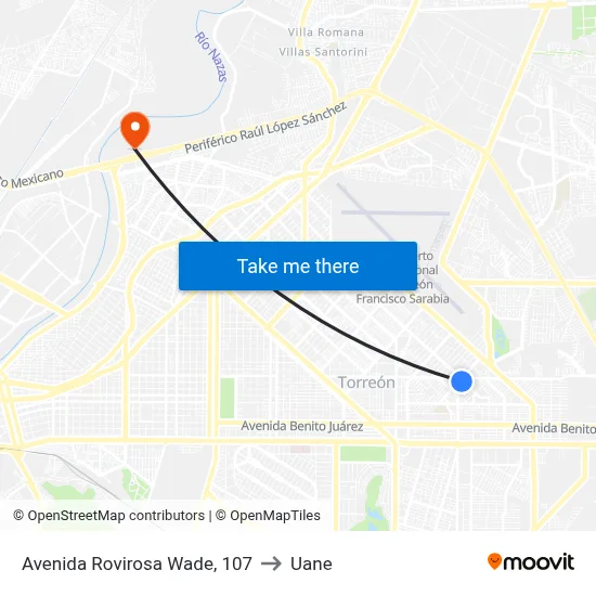 Avenida Rovirosa Wade, 107 to Uane map