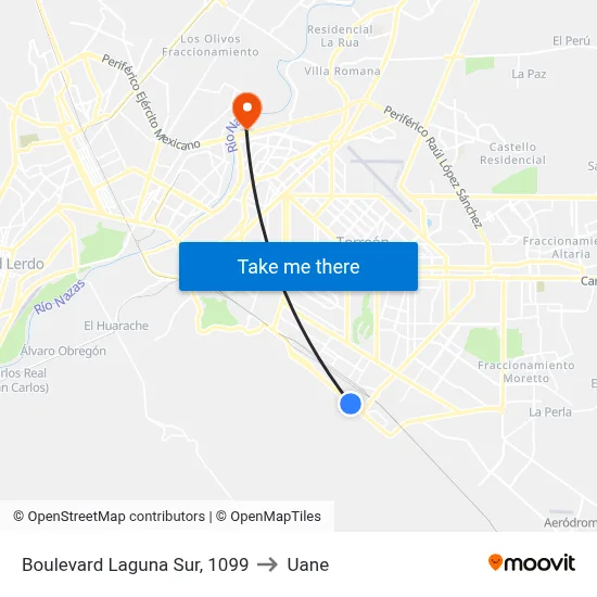 Boulevard Laguna Sur, 1099 to Uane map