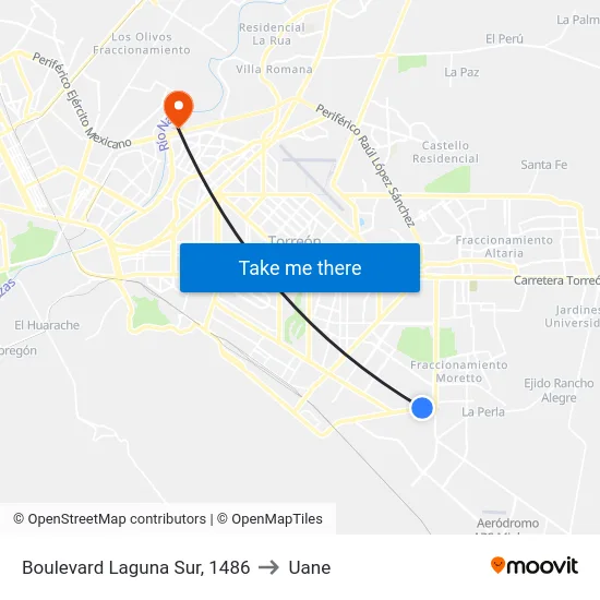 Boulevard Laguna Sur, 1486 to Uane map