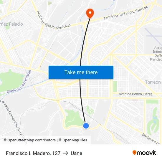 Francisco I. Madero, 127 to Uane map