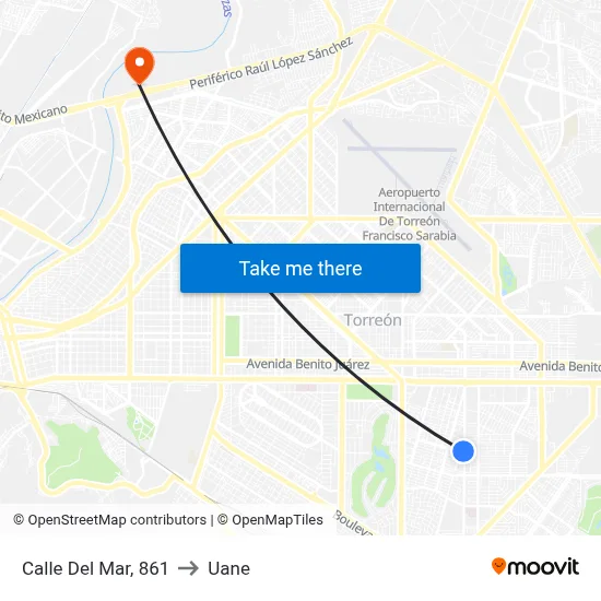 Calle Del Mar, 861 to Uane map
