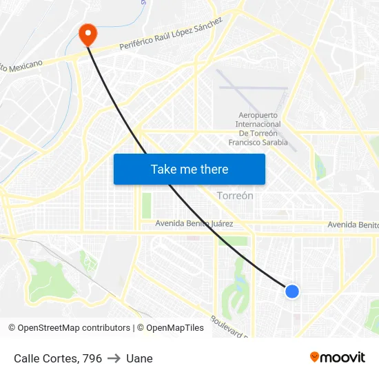 Calle Cortes, 796 to Uane map
