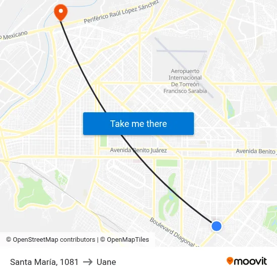 Santa María, 1081 to Uane map