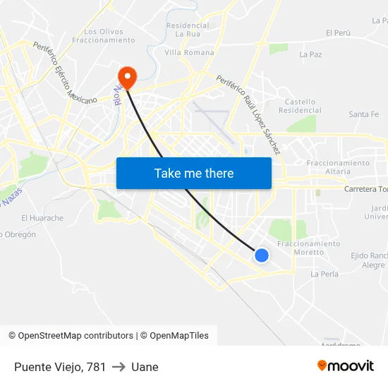 Puente Viejo, 781 to Uane map