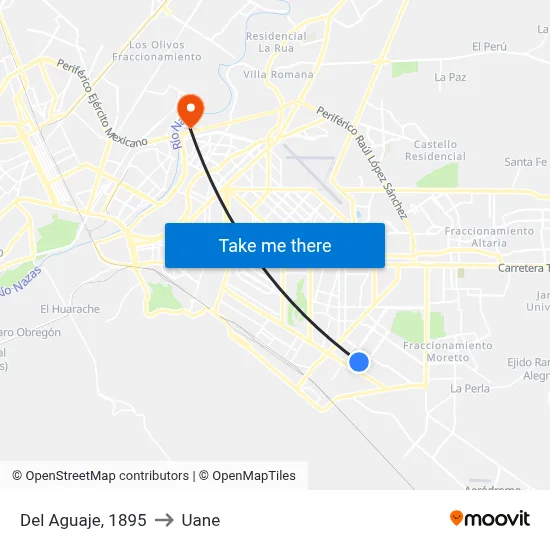 Del Aguaje, 1895 to Uane map