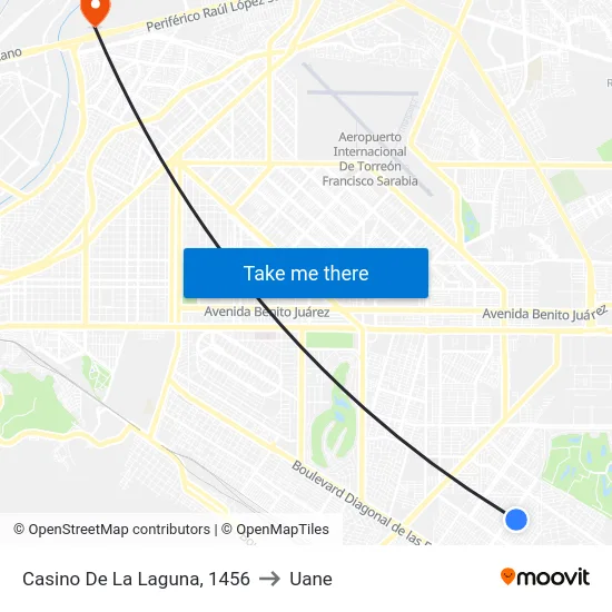 Casino De La Laguna, 1456 to Uane map