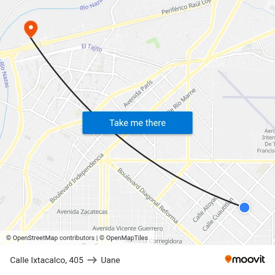 Calle Ixtacalco, 405 to Uane map