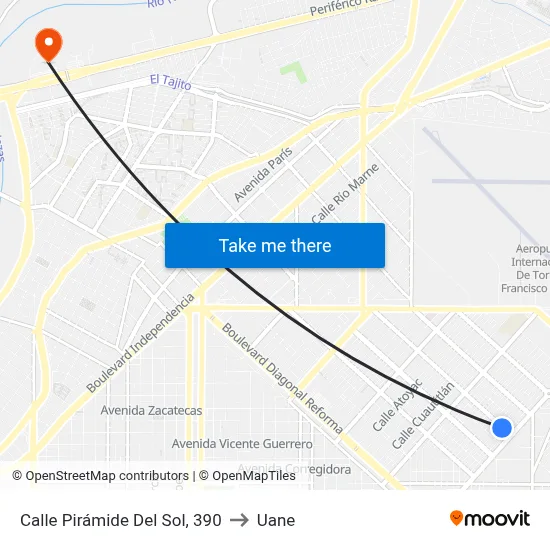 Calle Pirámide Del Sol, 390 to Uane map