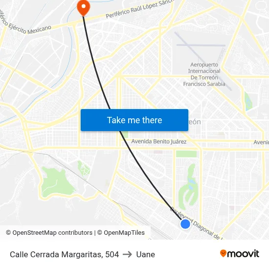 Calle Cerrada Margaritas, 504 to Uane map