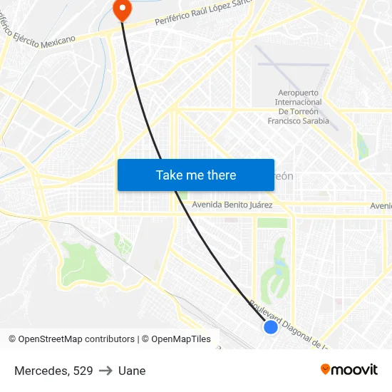 Mercedes, 529 to Uane map