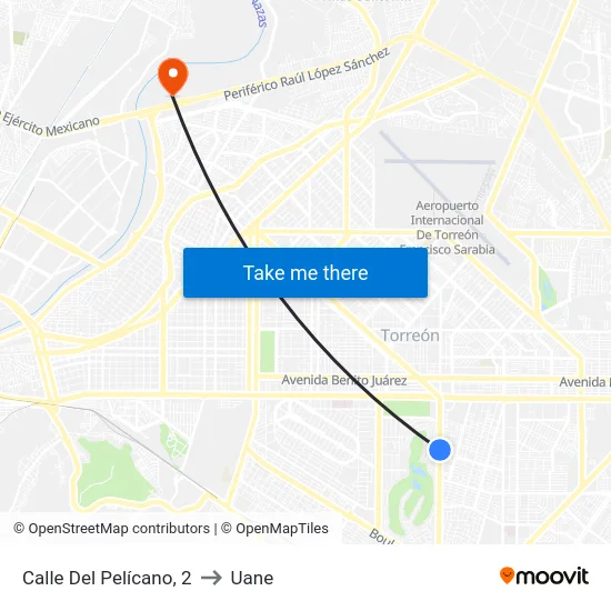 Calle Del Pelícano, 2 to Uane map