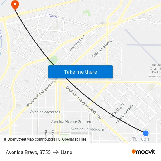 Avenida Bravo, 3755 to Uane map