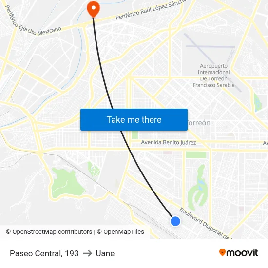 Paseo Central, 193 to Uane map