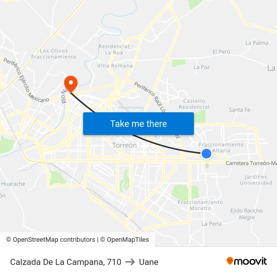 Calzada De La Campana, 710 to Uane map