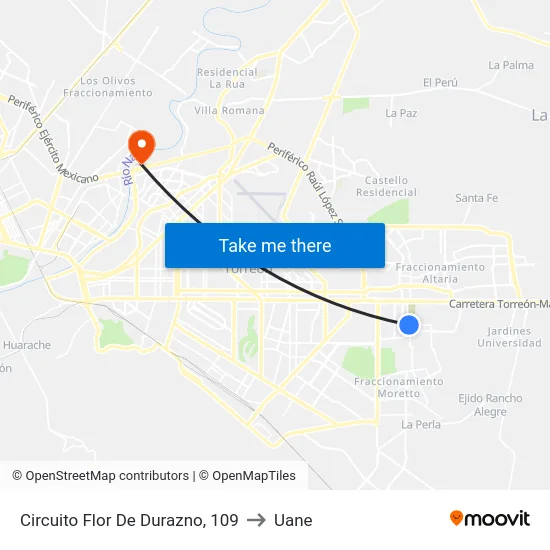 Circuito Flor De Durazno, 109 to Uane map