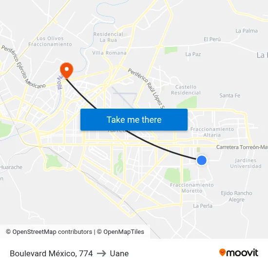 Boulevard México, 774 to Uane map