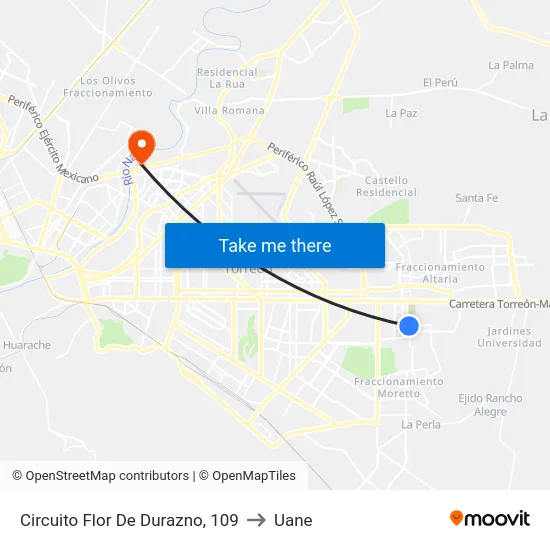 Circuito Flor De Durazno, 109 to Uane map