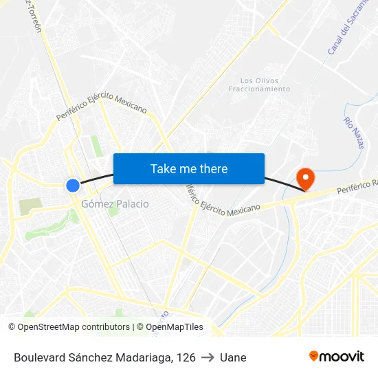 Boulevard Sánchez Madariaga, 126 to Uane map