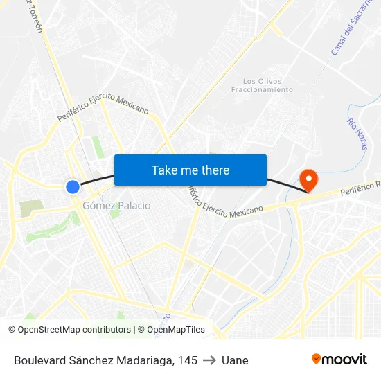 Boulevard Sánchez Madariaga, 145 to Uane map