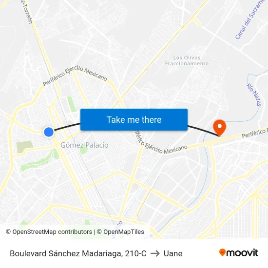 Boulevard Sánchez Madariaga, 210-C to Uane map