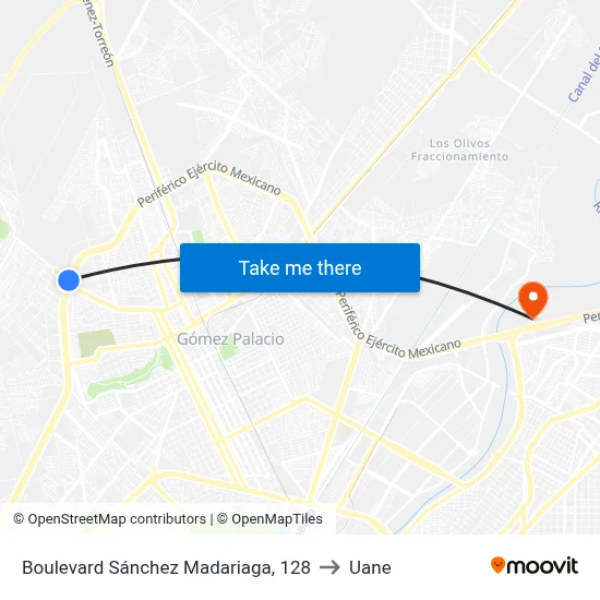 Boulevard Sánchez Madariaga, 128 to Uane map