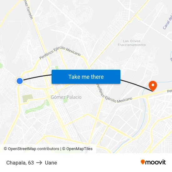 Chapala, 63 to Uane map