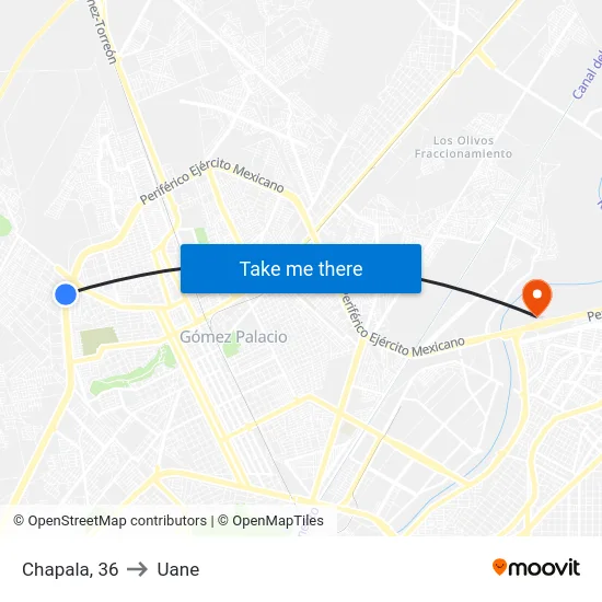 Chapala, 36 to Uane map