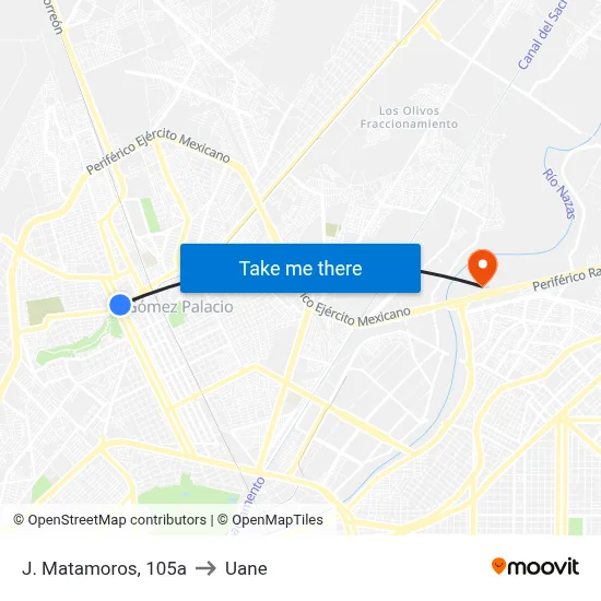 J. Matamoros, 105a to Uane map