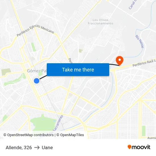 Allende, 326 to Uane map