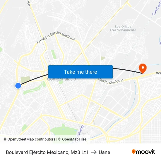 Boulevard Ejército Mexicano, Mz3 Lt1 to Uane map