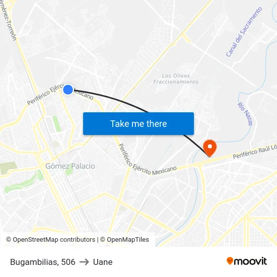 Bugambilias, 506 to Uane map