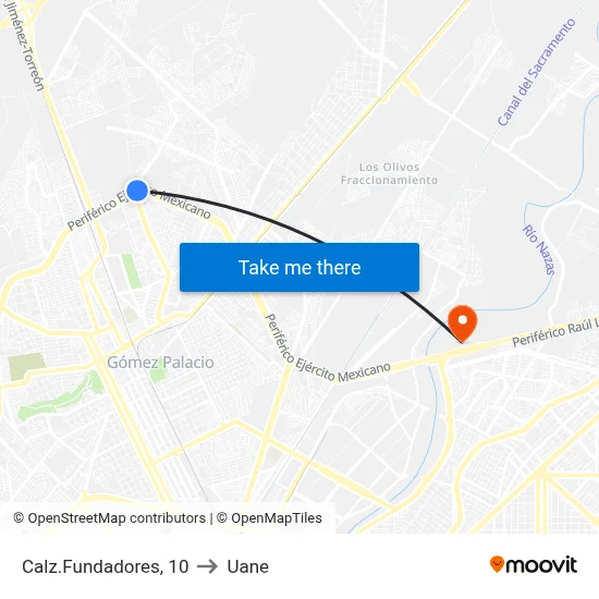 Calz.Fundadores, 10 to Uane map