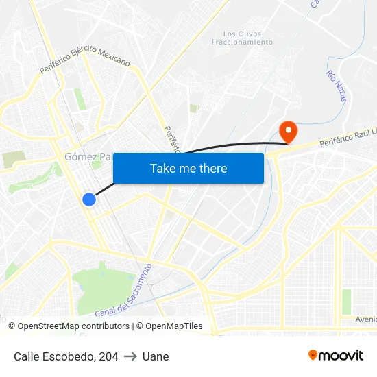 Calle Escobedo, 204 to Uane map