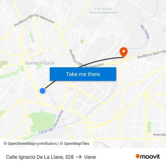 Calle Ignacio De La Llave, 328 to Uane map