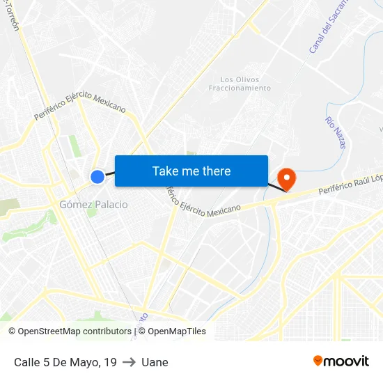 Calle 5 De Mayo, 19 to Uane map